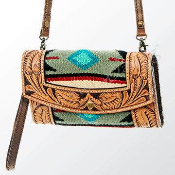 American Darling Organiser Hand Tooled Saddle blanket Genuine Leather Western Women Bag Handbag Purse Travel Bags College